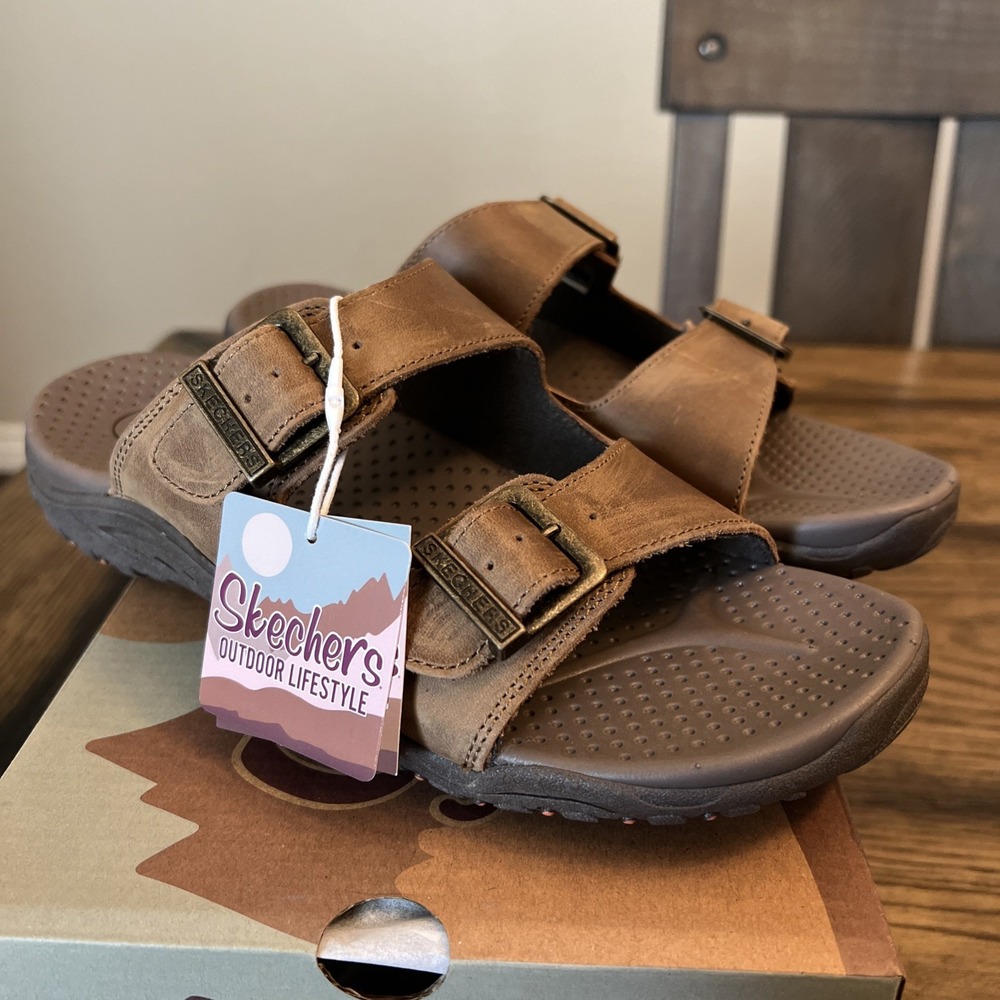 Sketchers Reggae Jammin' Women 11 Wide Dual Strap Leather Open Toe Sandals …R19